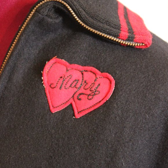 1950s Varsity Letterman Butwin Jacket Black & Red - Picture 7 of 12